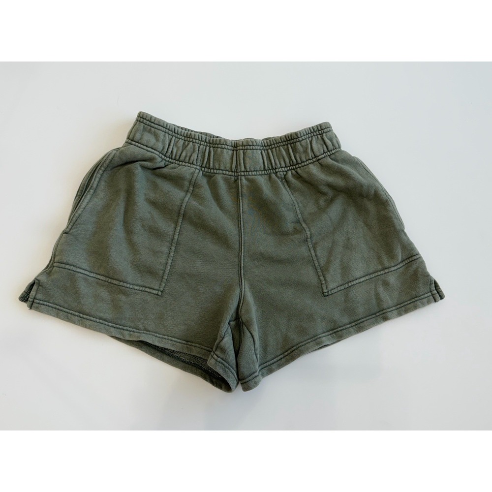 Aerie Olive Green Sweat Shorts Size S Pull On Lounge Pockets